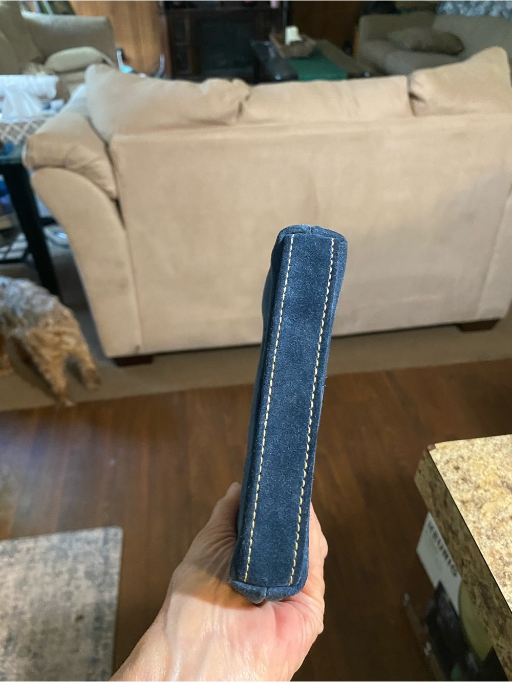Dooney & Bourke Navy Blue Suede Kiss-Lock Wallet/Coin Purse - Picture 5 of 9